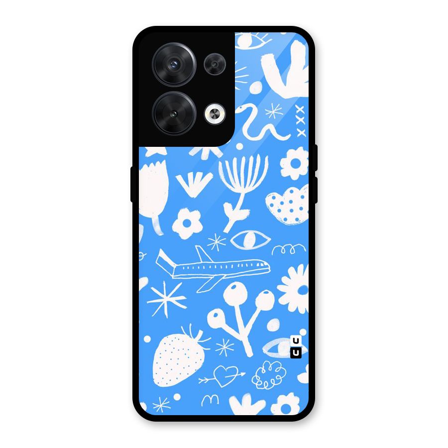 Space Blue Pattern Glass Back Case for Oppo Reno8 5G