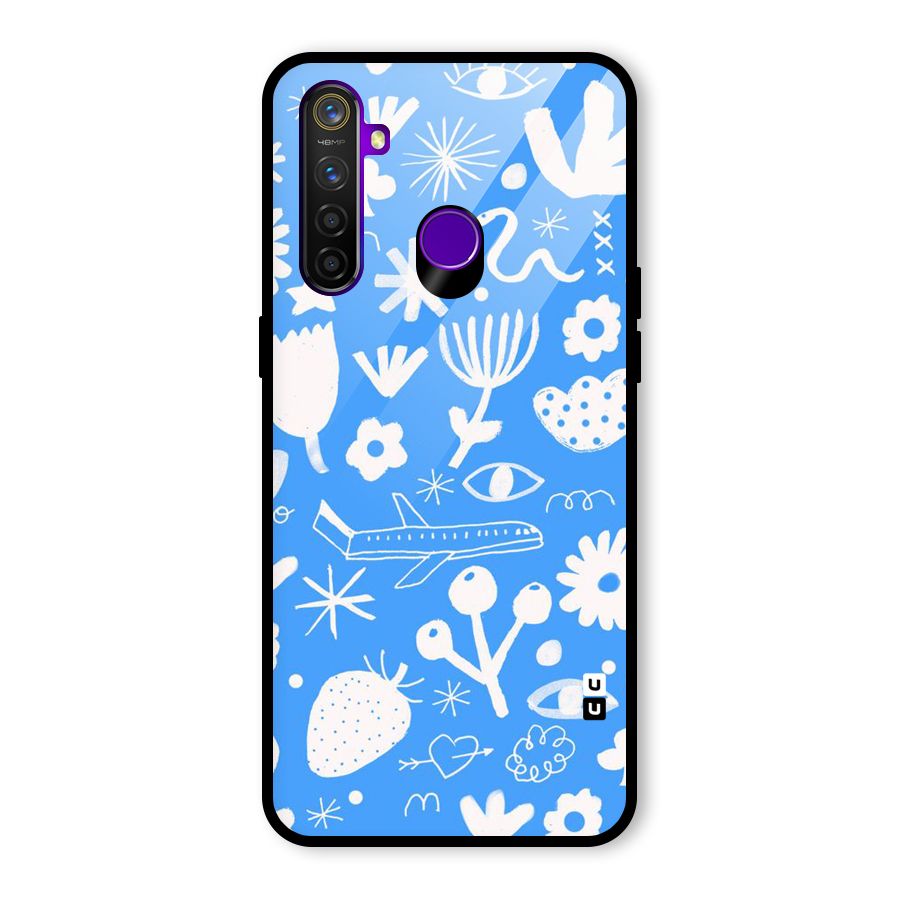 Space Blue Pattern Glass Back Case for Realme 5 Pro