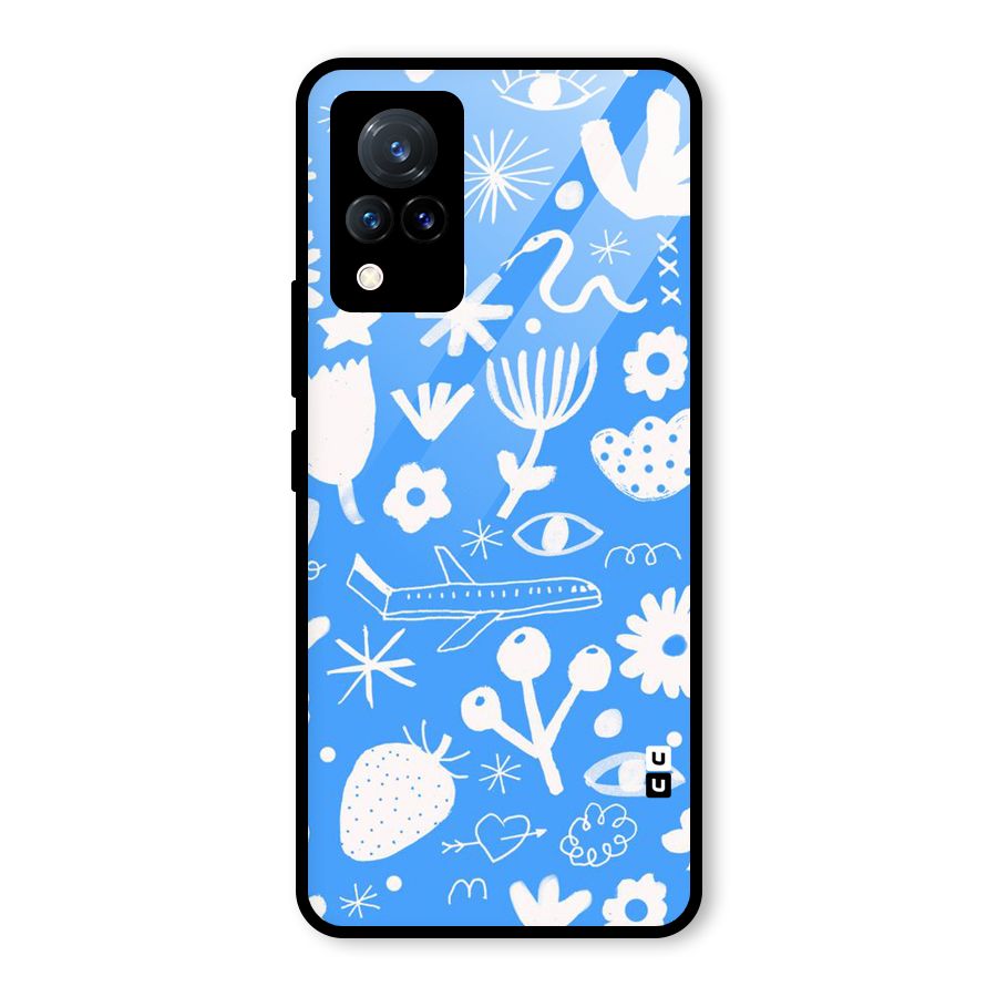 Space Blue Pattern Glass Back Case for Vivo V21 5G