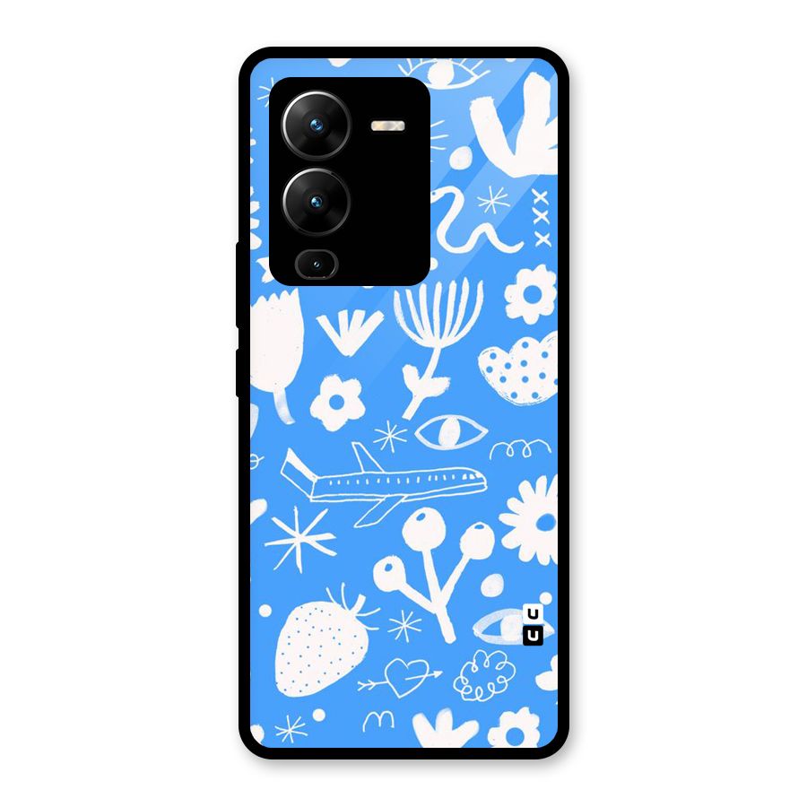 Space Blue Pattern Glass Back Case for Vivo V25 Pro