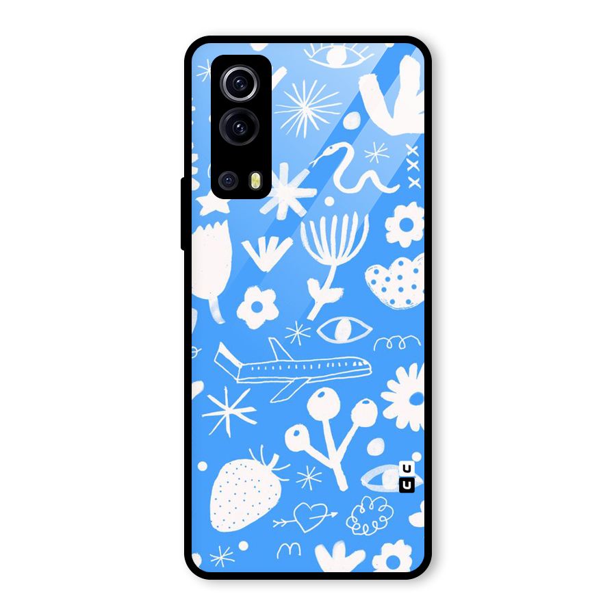 Space Blue Pattern Glass Back Case for Vivo iQOO Z3