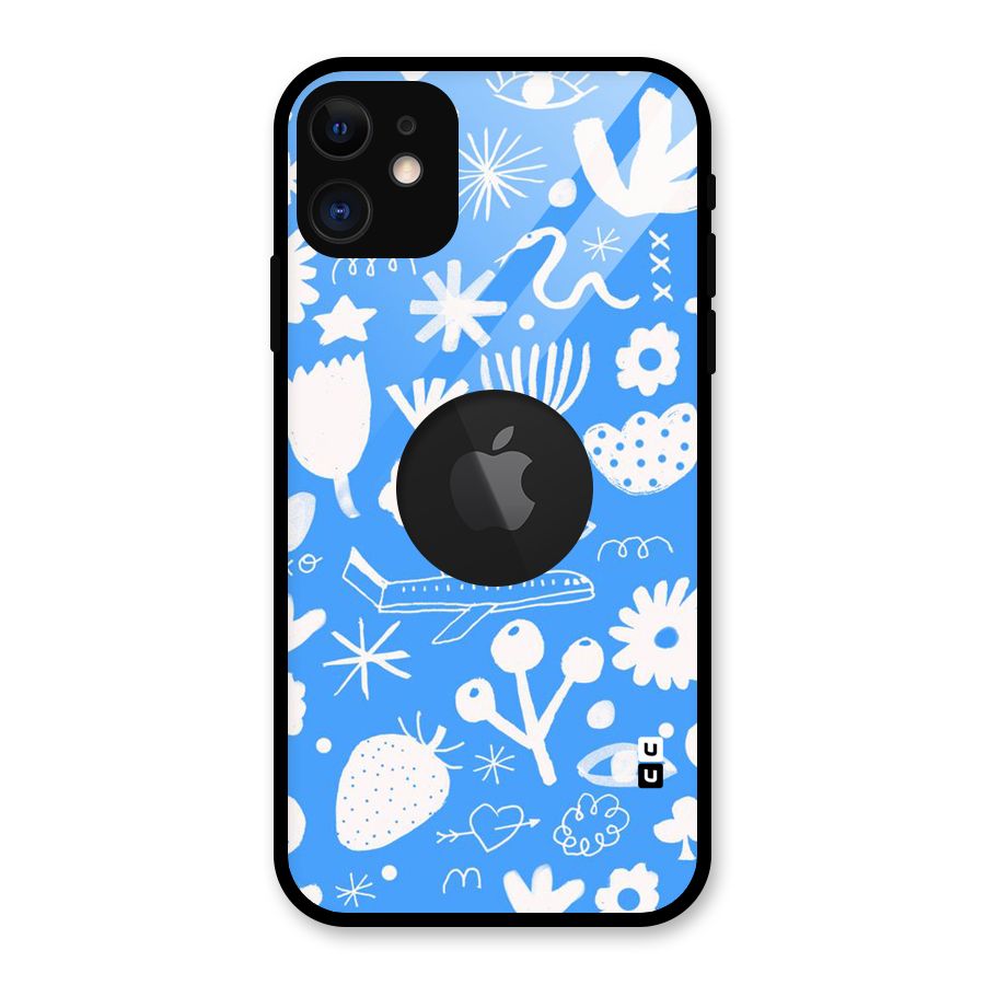 Space Blue Pattern Glass Back Case for iPhone 11 Logo Cut