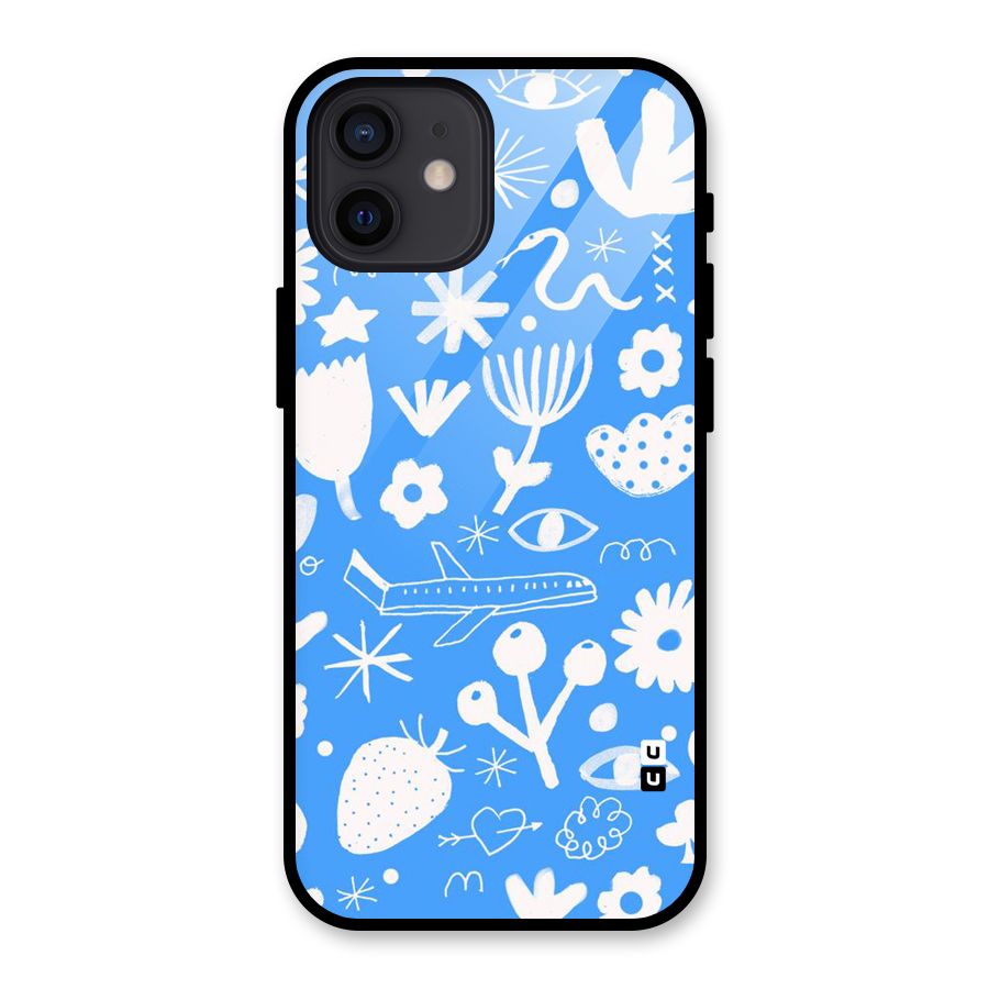 Space Blue Pattern Glass Back Case for iPhone 12