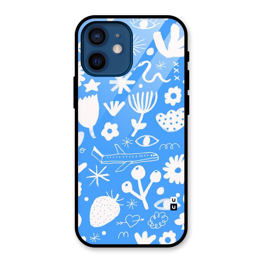 Space Blue Pattern Glass Back Case for iPhone 12 Mini