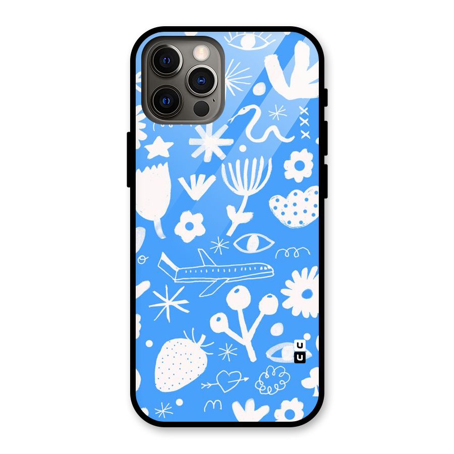 Space Blue Pattern Glass Back Case for iPhone 12 Pro