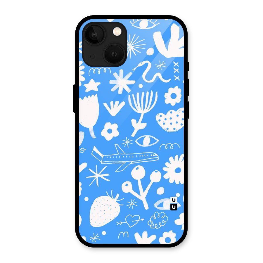 Space Blue Pattern Glass Back Case for iPhone 13
