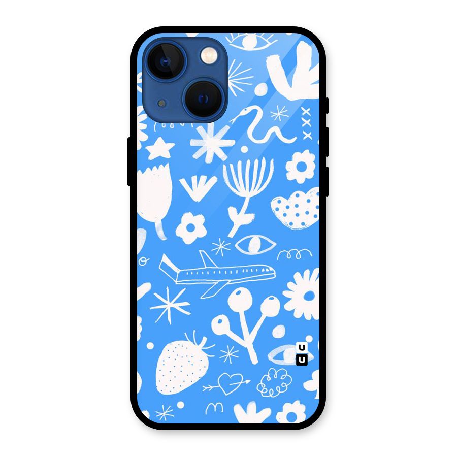 Space Blue Pattern Glass Back Case for iPhone 13 Mini