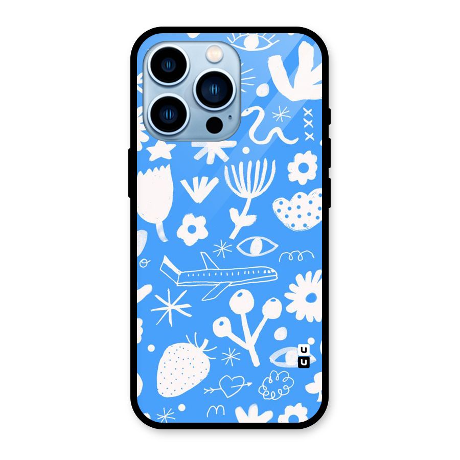 Space Blue Pattern Glass Back Case for iPhone 13 Pro