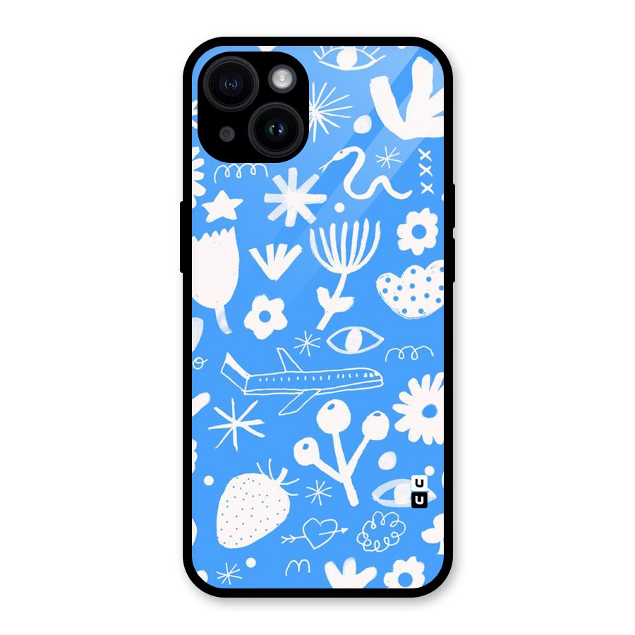 Space Blue Pattern Glass Back Case for iPhone 14