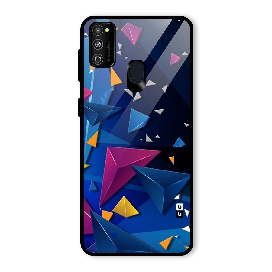 Space Colored Triangles Glass Back Case for Galaxy M21