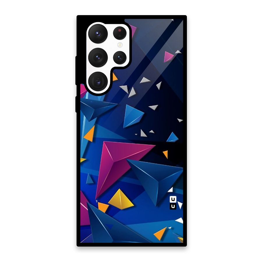 Space Colored Triangles Glass Back Case for Galaxy S22 Ultra 5G
