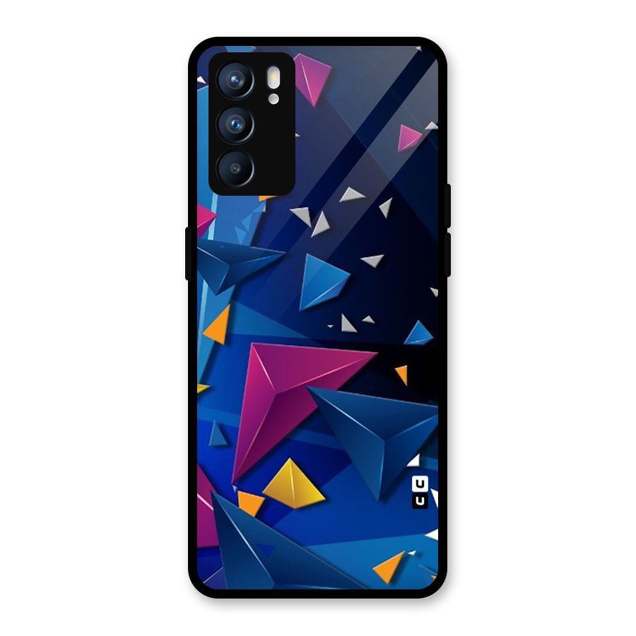 Space Colored Triangles Glass Back Case for Oppo Reno6 5G
