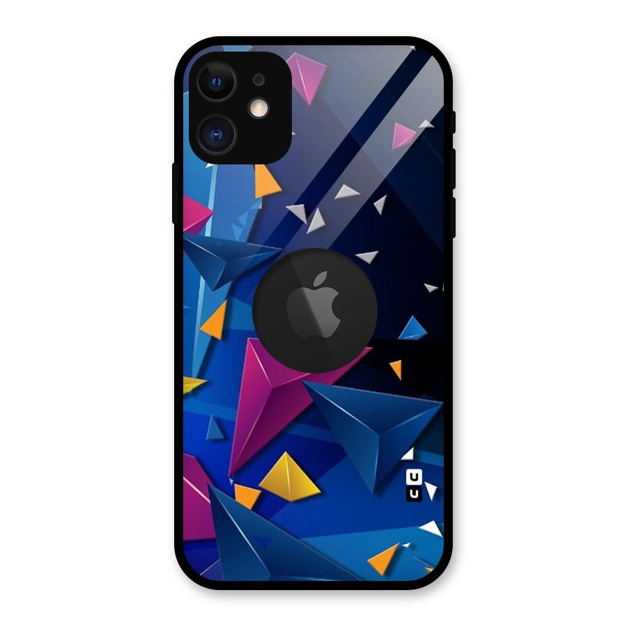 Space Colored Triangles Glass Back Case for iPhone 11 Logo Cut