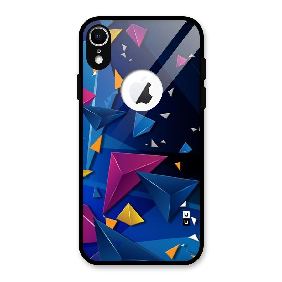 Space Colored Triangles Glass Back Case for iPhone XR Logo Cut