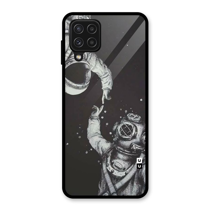 Space Meeting Glass Back Case for Galaxy A22 4G