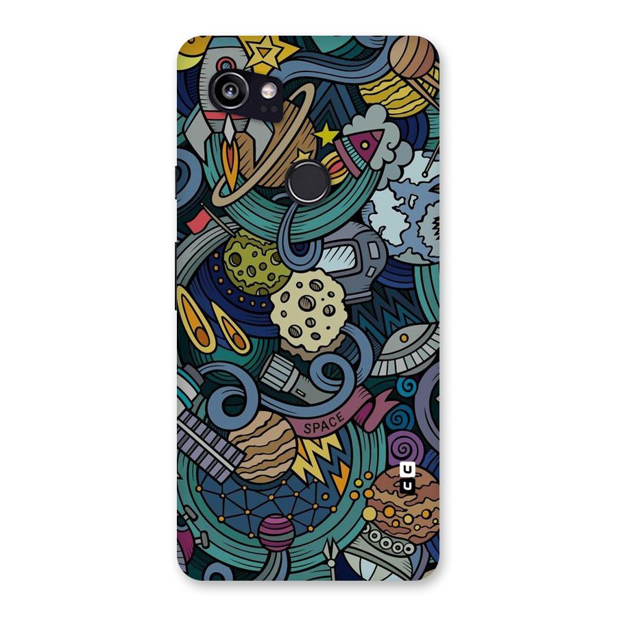 Space Pattern Blue Back Case for Google Pixel 2 XL