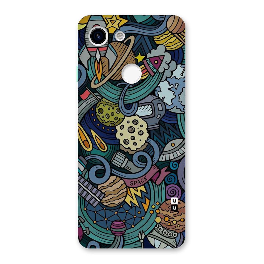 Space Pattern Blue Back Case for Google Pixel 3