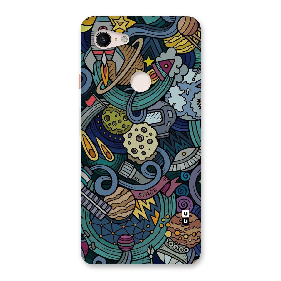 Space Pattern Blue Back Case for Google Pixel 3 XL