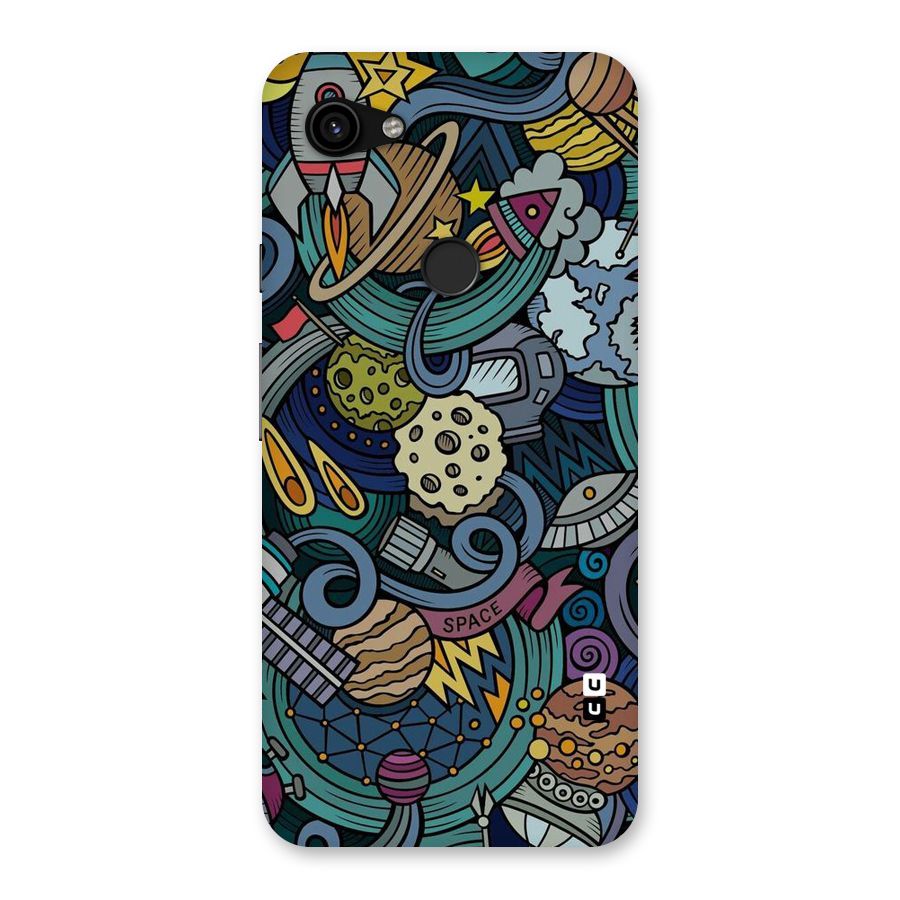 Space Pattern Blue Back Case for Google Pixel 3a XL