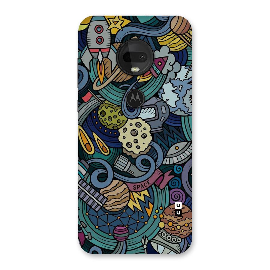 Space Pattern Blue Back Case for Moto G7