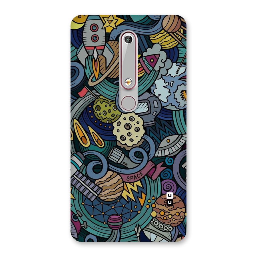 Space Pattern Blue Back Case for Nokia 6.1