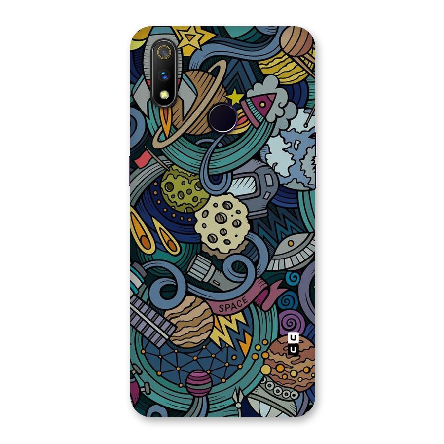 Space Pattern Blue Back Case for Realme 3 Pro