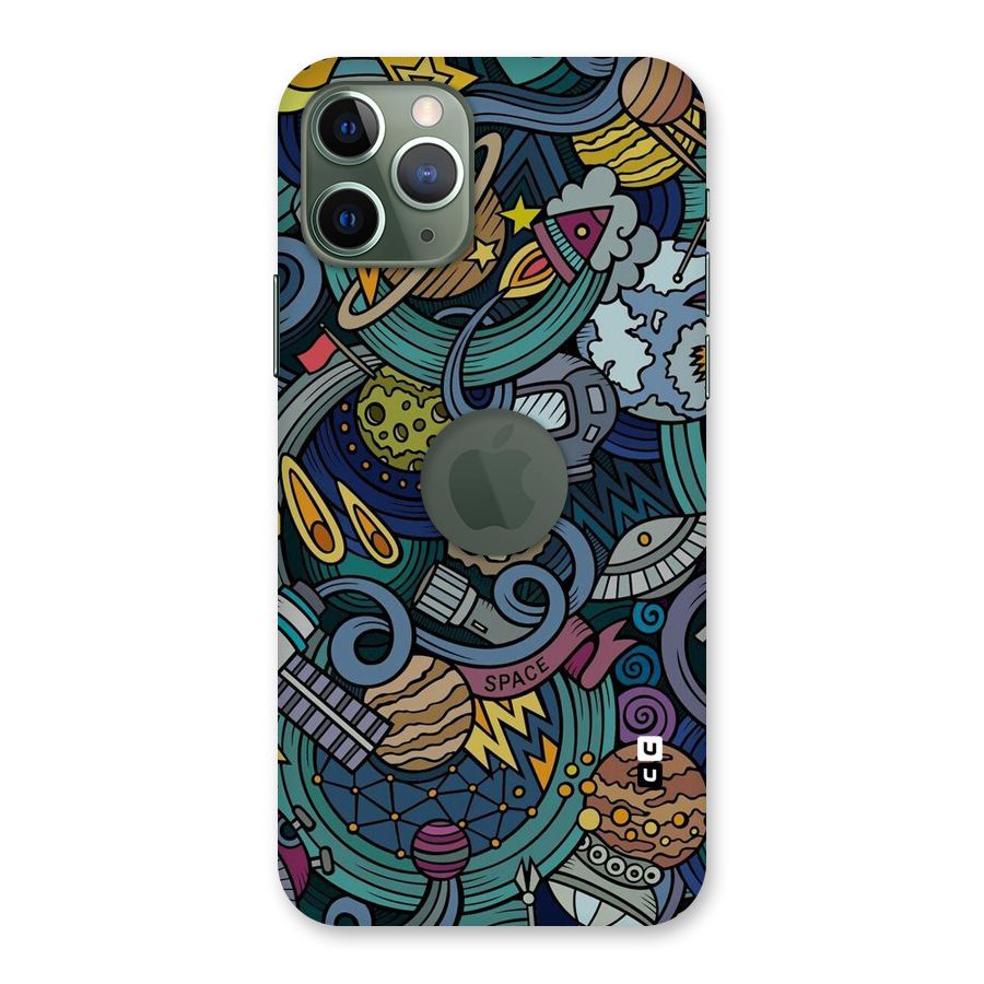 Space Pattern Blue Back Case for iPhone 11 Pro Logo  Cut