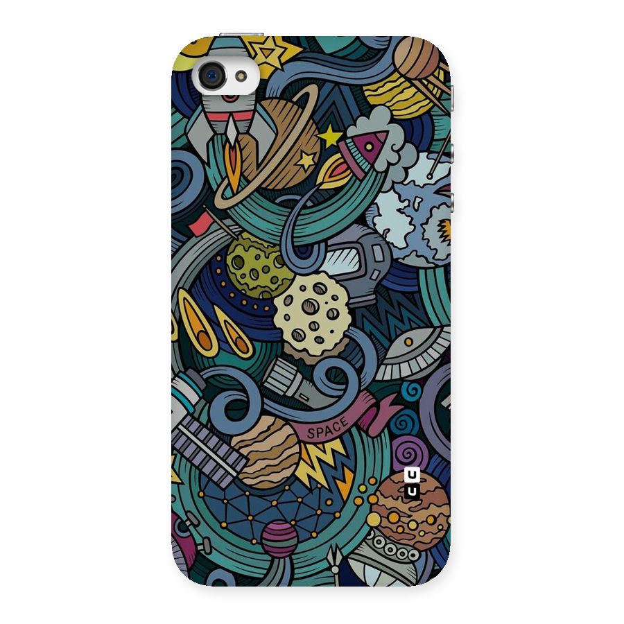 Space Pattern Blue Back Case for iPhone 4 4s
