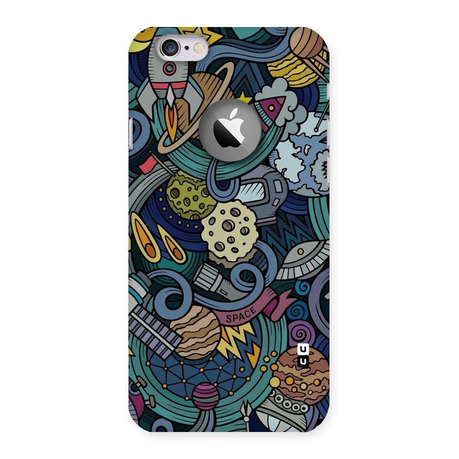 Space Pattern Blue Back Case for iPhone 6 Logo Cut
