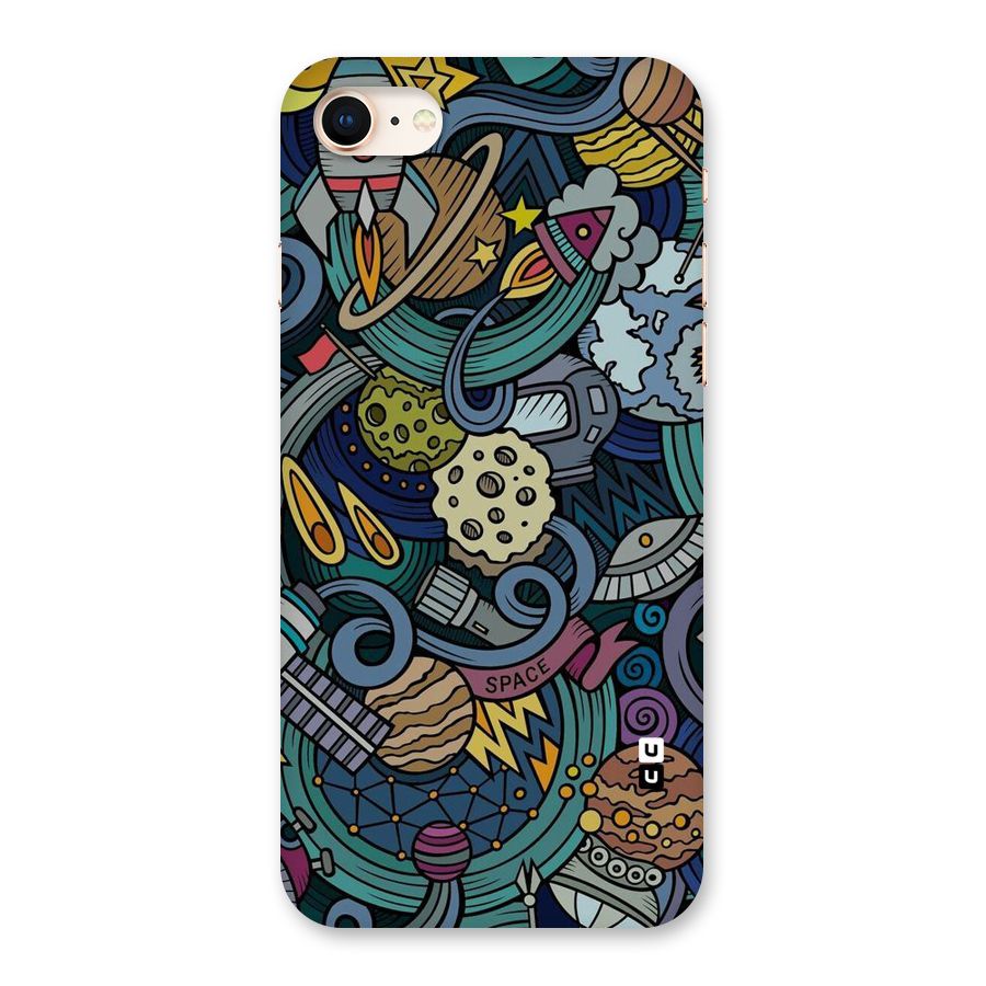 Space Pattern Blue Back Case for iPhone 8