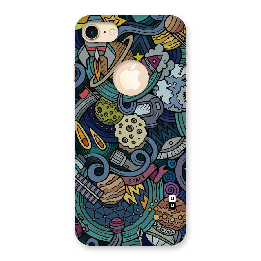 Space Pattern Blue Back Case for iPhone 8 Logo Cut