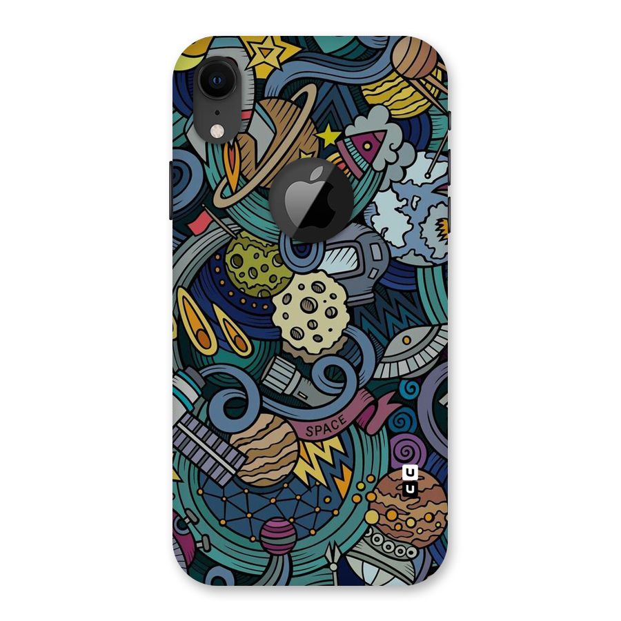 Space Pattern Blue Back Case for iPhone XR Logo Cut