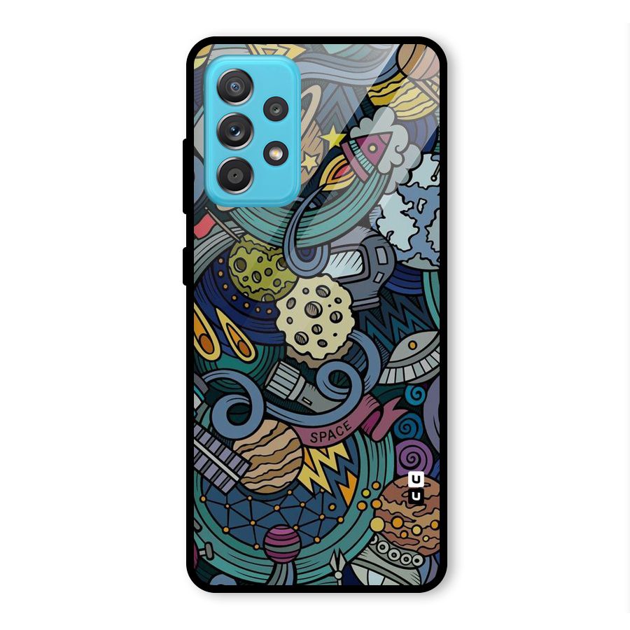 Space Pattern Blue Glass Back Case for Galaxy A52