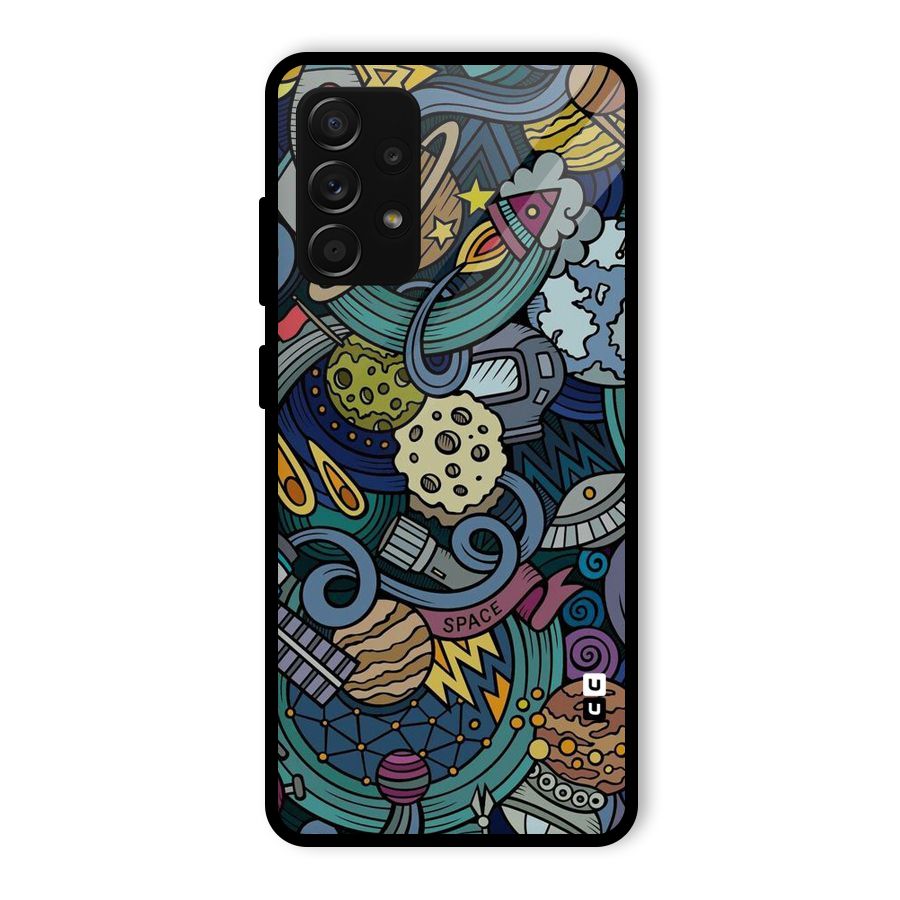 Space Pattern Blue Glass Back Case for Galaxy A53 5G