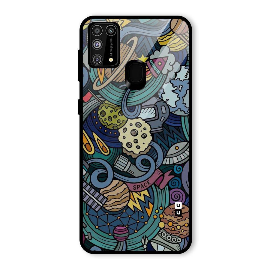 Space Pattern Blue Glass Back Case for Galaxy F41