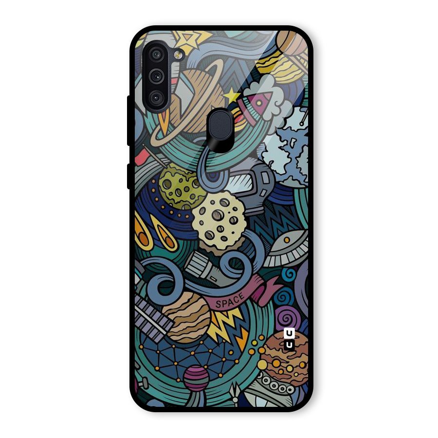 Space Pattern Blue Glass Back Case for Galaxy M11