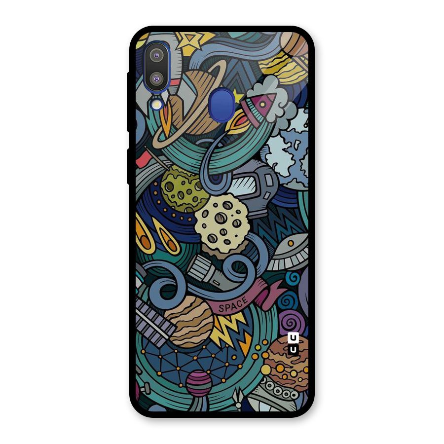 Space Pattern Blue Glass Back Case for Galaxy M20