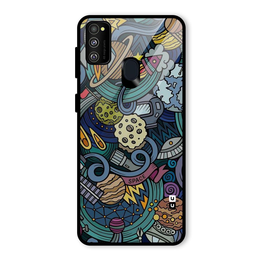 Space Pattern Blue Glass Back Case for Galaxy M30s