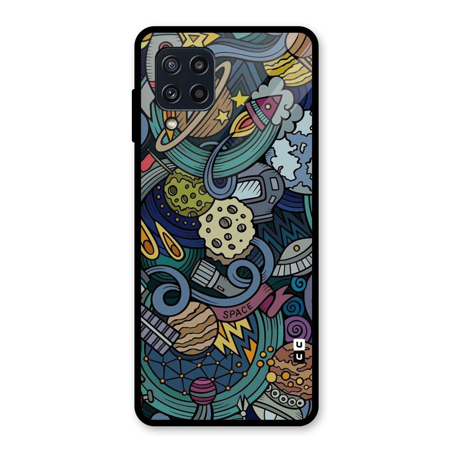 Space Pattern Blue Glass Back Case for Galaxy M32