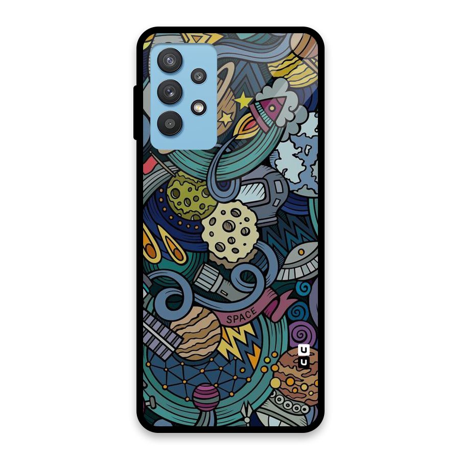 Space Pattern Blue Glass Back Case for Galaxy M32 5G