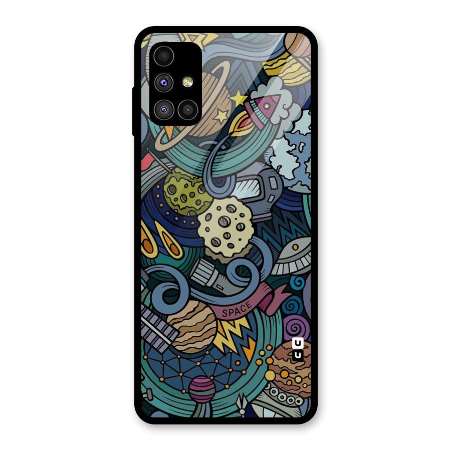 Space Pattern Blue Glass Back Case for Galaxy M51