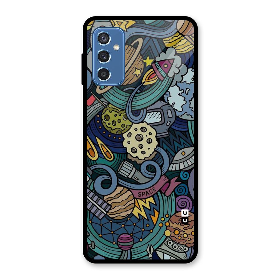 Space Pattern Blue Glass Back Case for Galaxy M52 5G