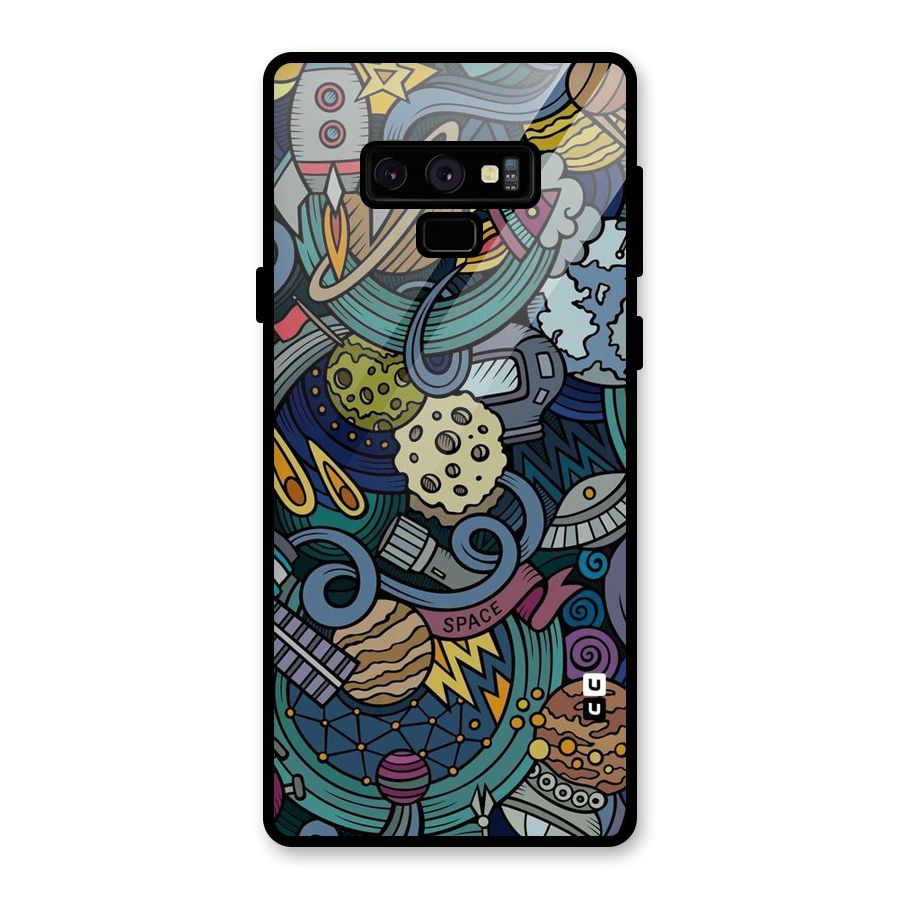 Space Pattern Blue Glass Back Case for Galaxy Note 9