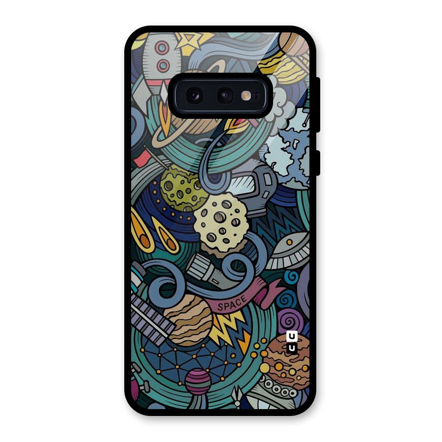 Space Pattern Blue Glass Back Case for Galaxy S10e