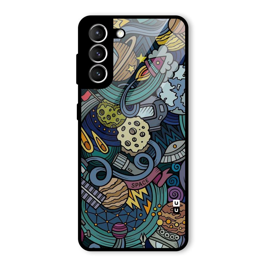 Space Pattern Blue Glass Back Case for Galaxy S21 5G
