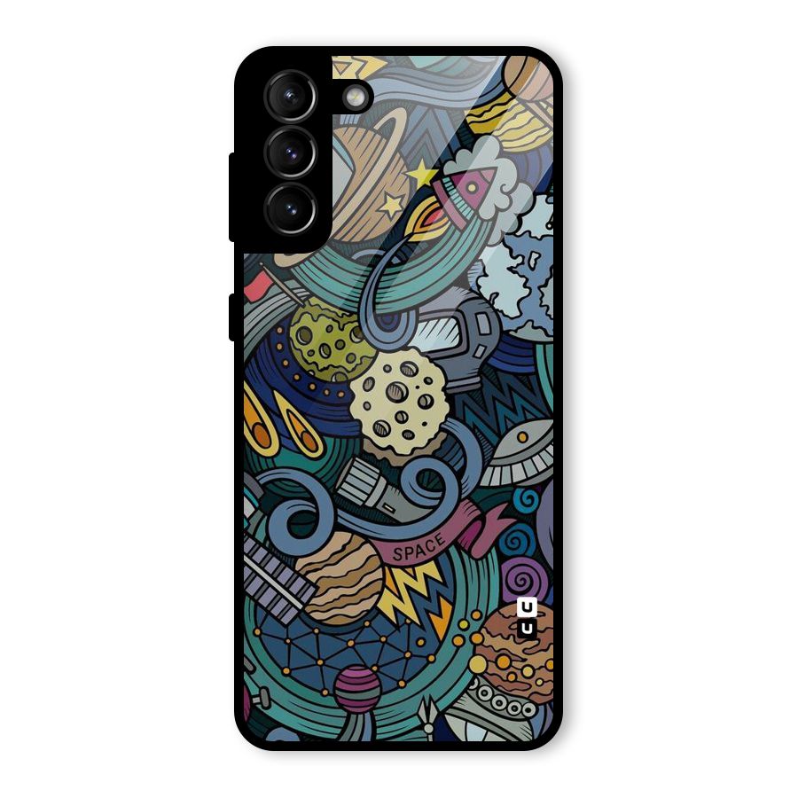 Space Pattern Blue Glass Back Case for Galaxy S21 Plus