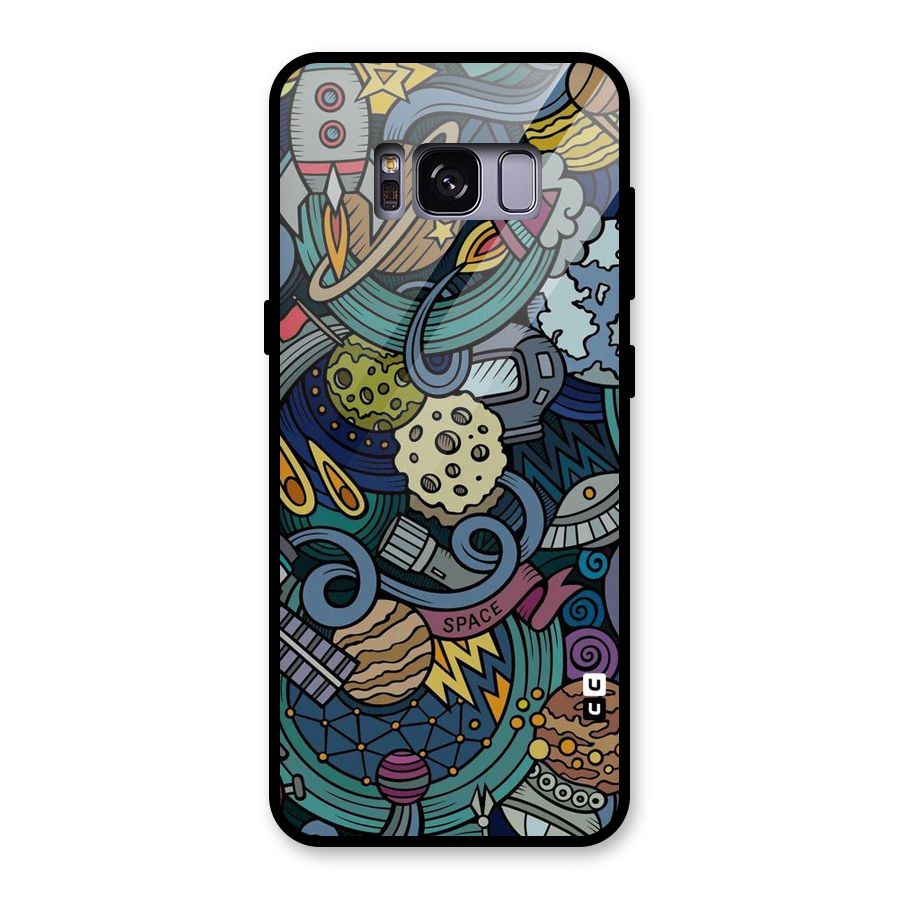 Space Pattern Blue Glass Back Case for Galaxy S8