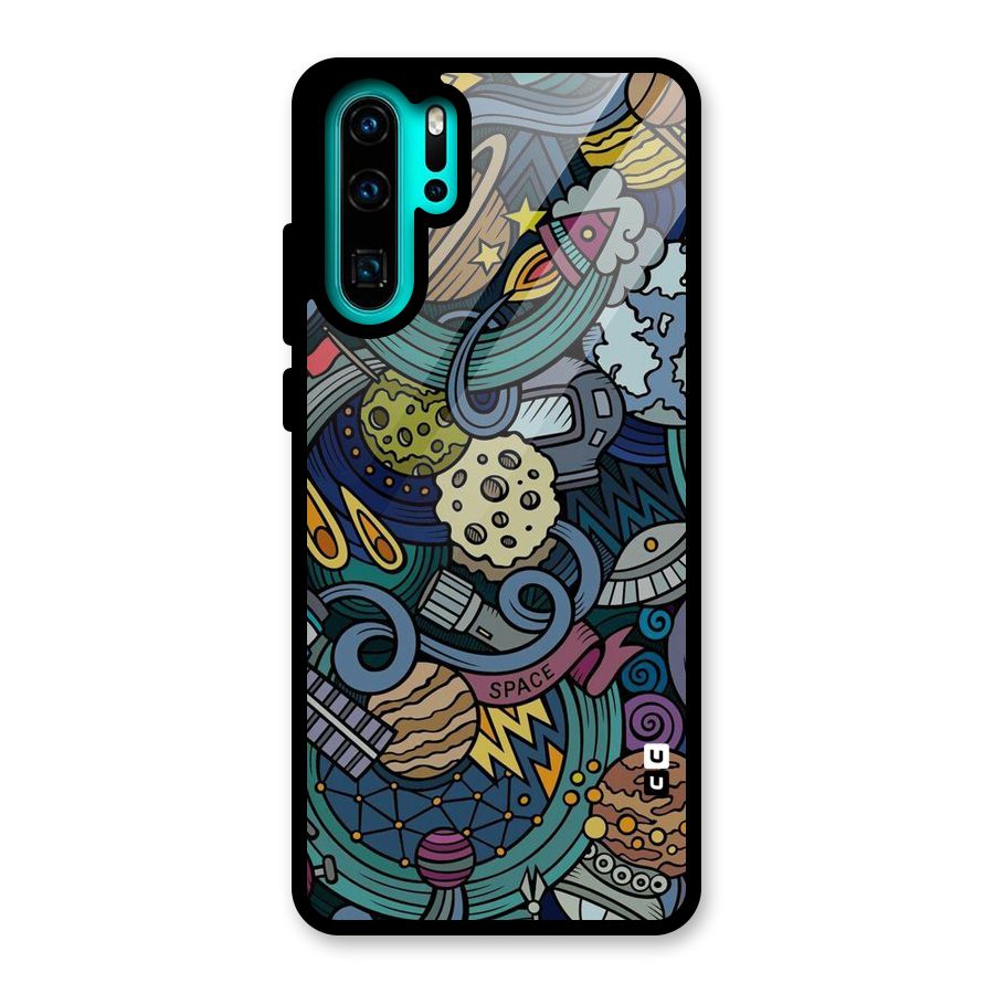 Space Pattern Blue Glass Back Case for Huawei P30 Pro