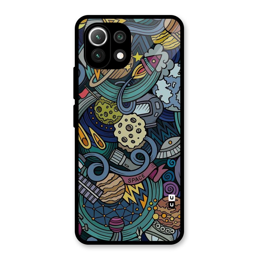 Space Pattern Blue Glass Back Case for Mi 11 Lite