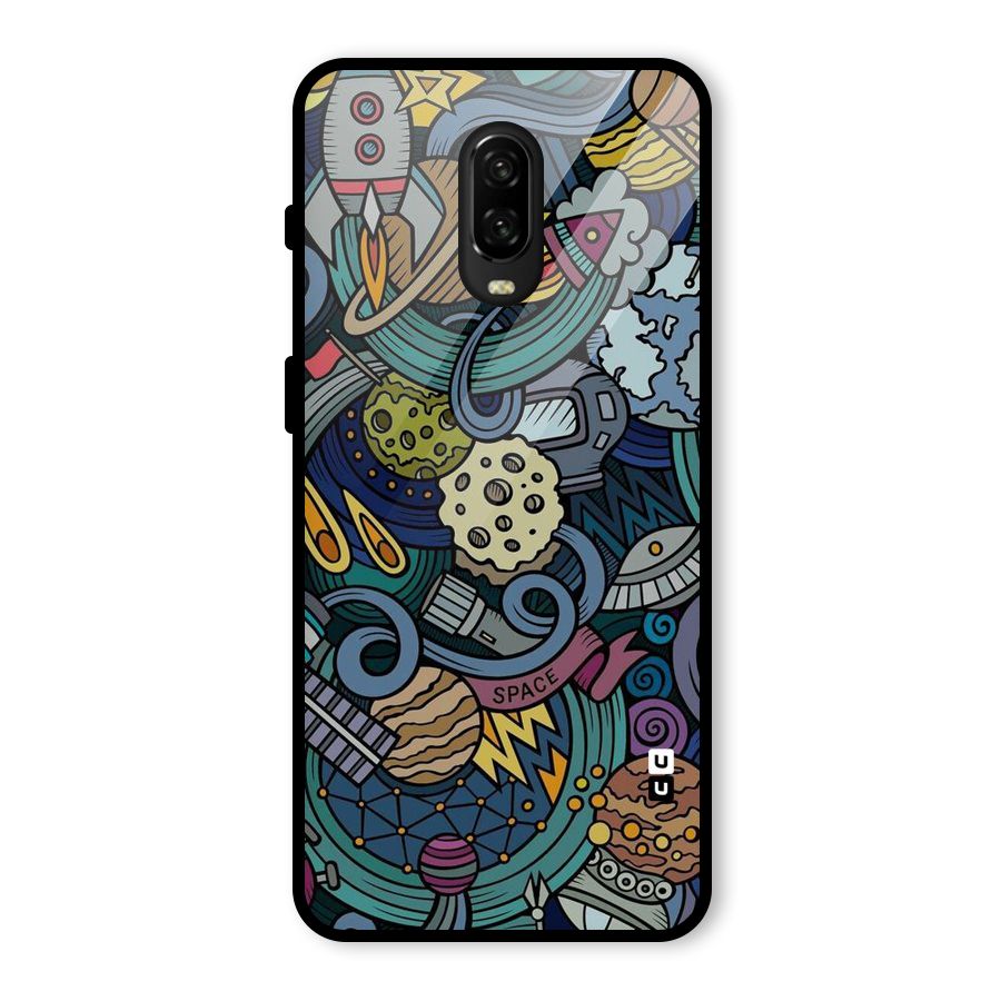 Space Pattern Blue Glass Back Case for OnePlus 6T